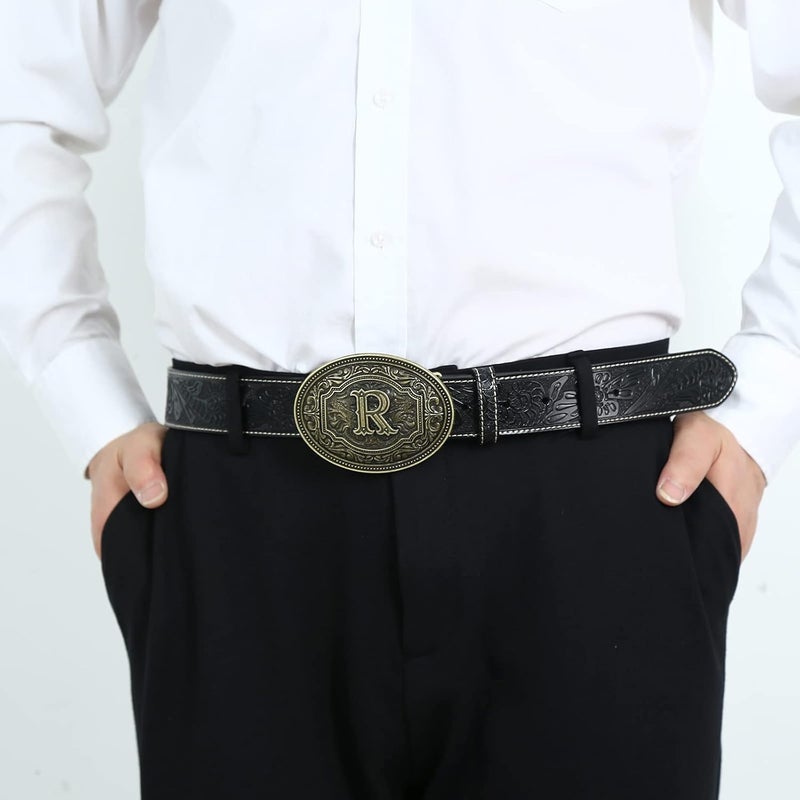 Fibbadet Store Belt Buckles Men Initial Letters A-Z Western Rodeo Cowboy Cowgirl Belt Buckle for Men Boys Halloween Birthday Party - Image 4